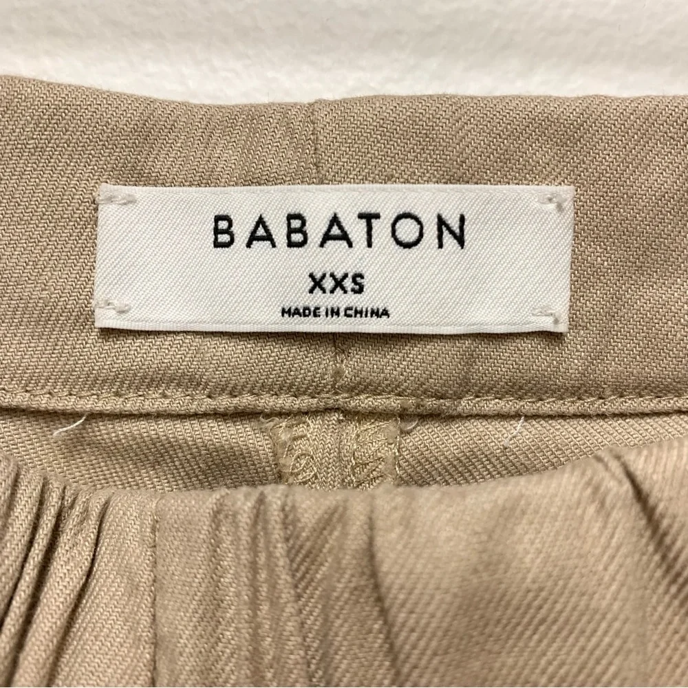 Aritzia Babaton Linen Blend Dexter Jogger Pants‎ XXS Cropped Ankle Pull On Beige